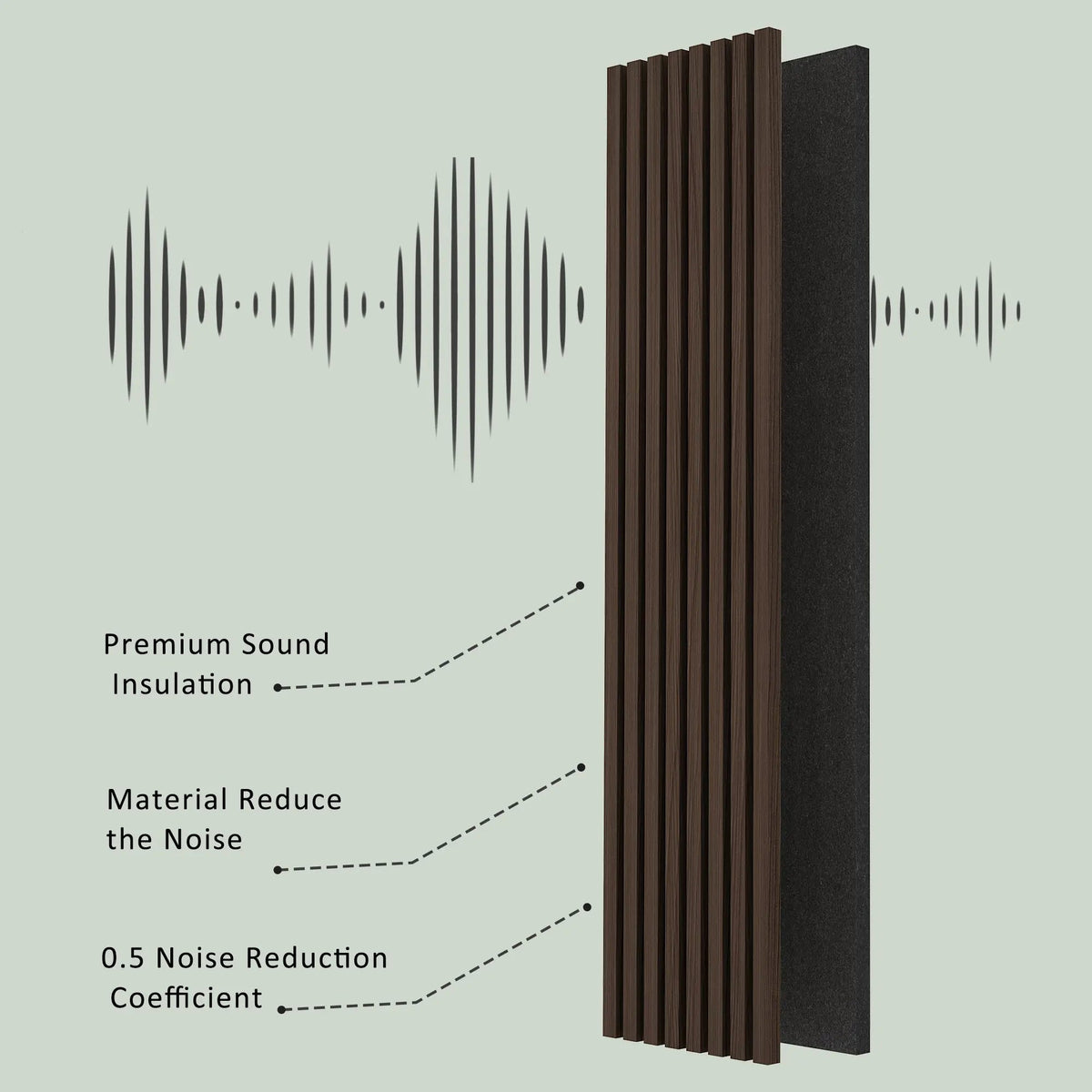 Smoked Walnut Acoustic Solid Wood Slat Wall Panels, 2 Per Box – view 4