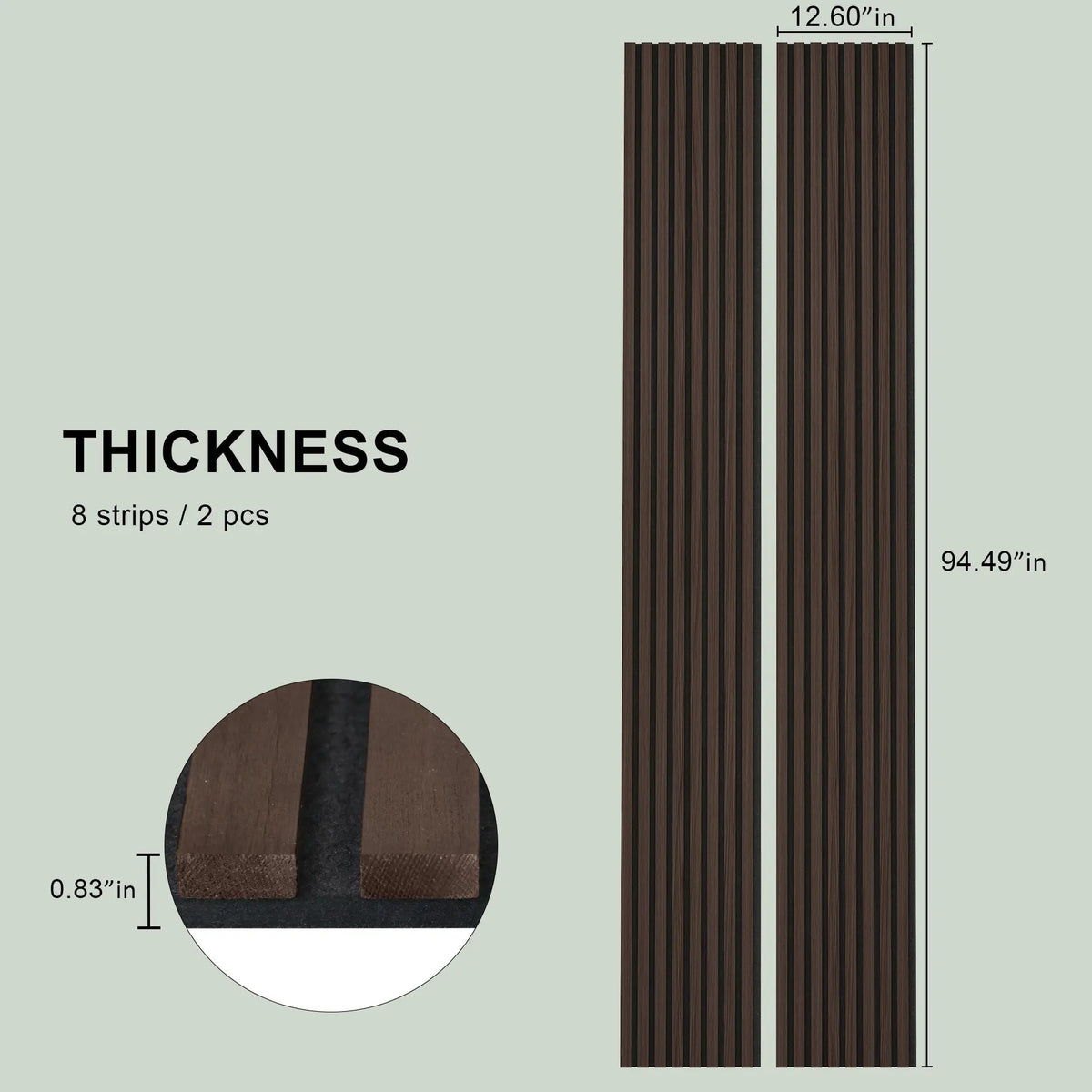 Smoked Walnut Acoustic Solid Wood Slat Wall Panels, 2 Per Box – view 5
