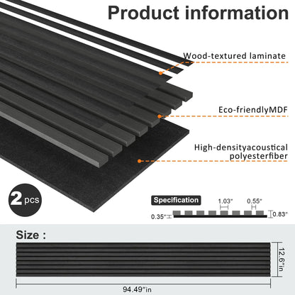 MDF Acoustic Slat Wood Wall Panels with Recycled Felt Backing – view 5