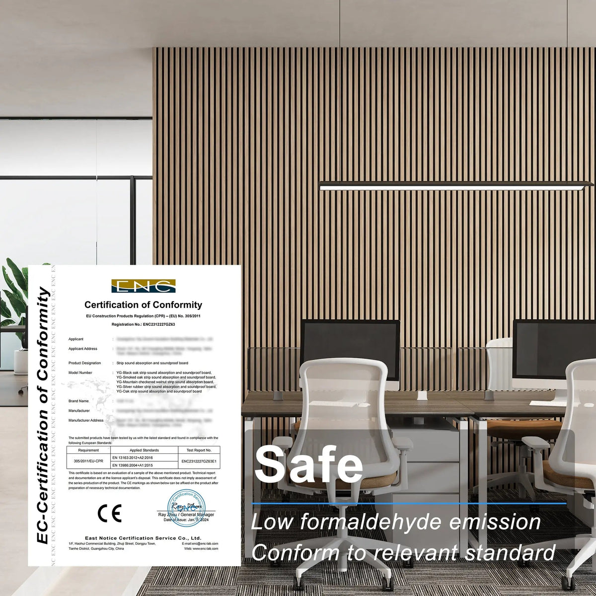 MDF Acoustic Slat Wood Wall Panels with Recycled Felt Backing – view 10