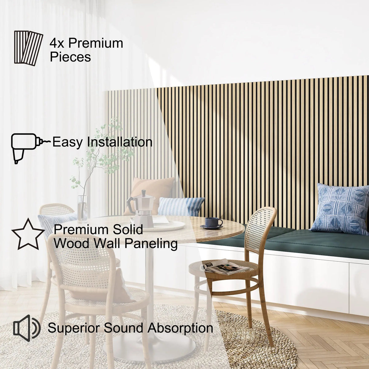 MDF Acoustic Slat Wood Wall Panels with Recycled Felt Backing – view 15