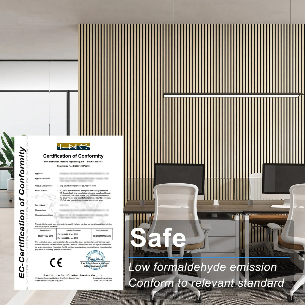 MDF Acoustic Slat Wood Wall Panels with Recycled Felt Backing – view 17
