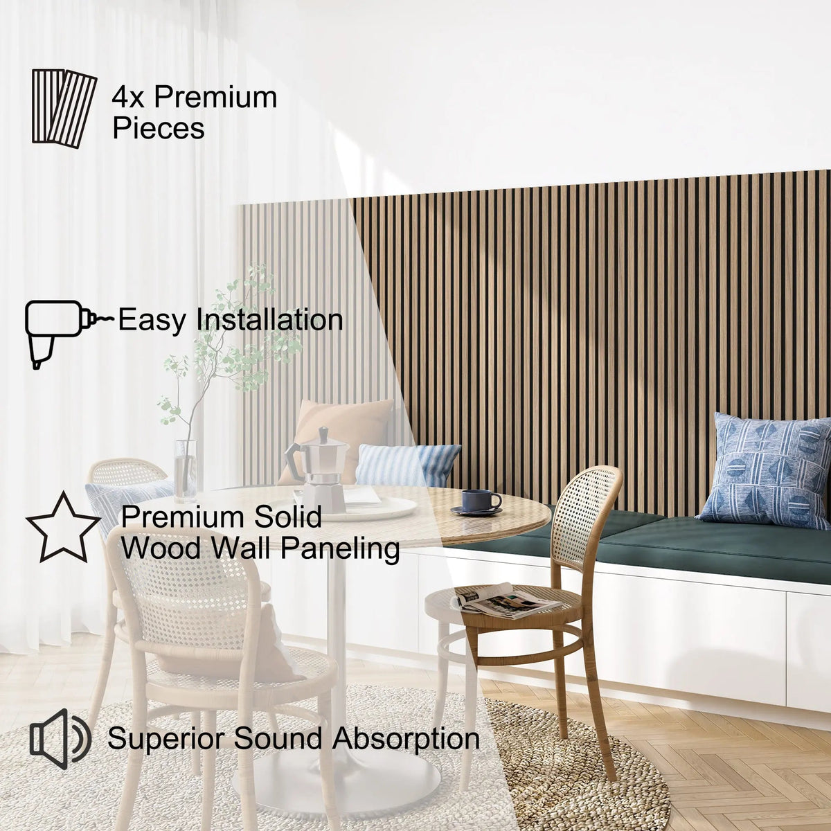 MDF Acoustic Slat Wood Wall Panels with Recycled Felt Backing – view 22