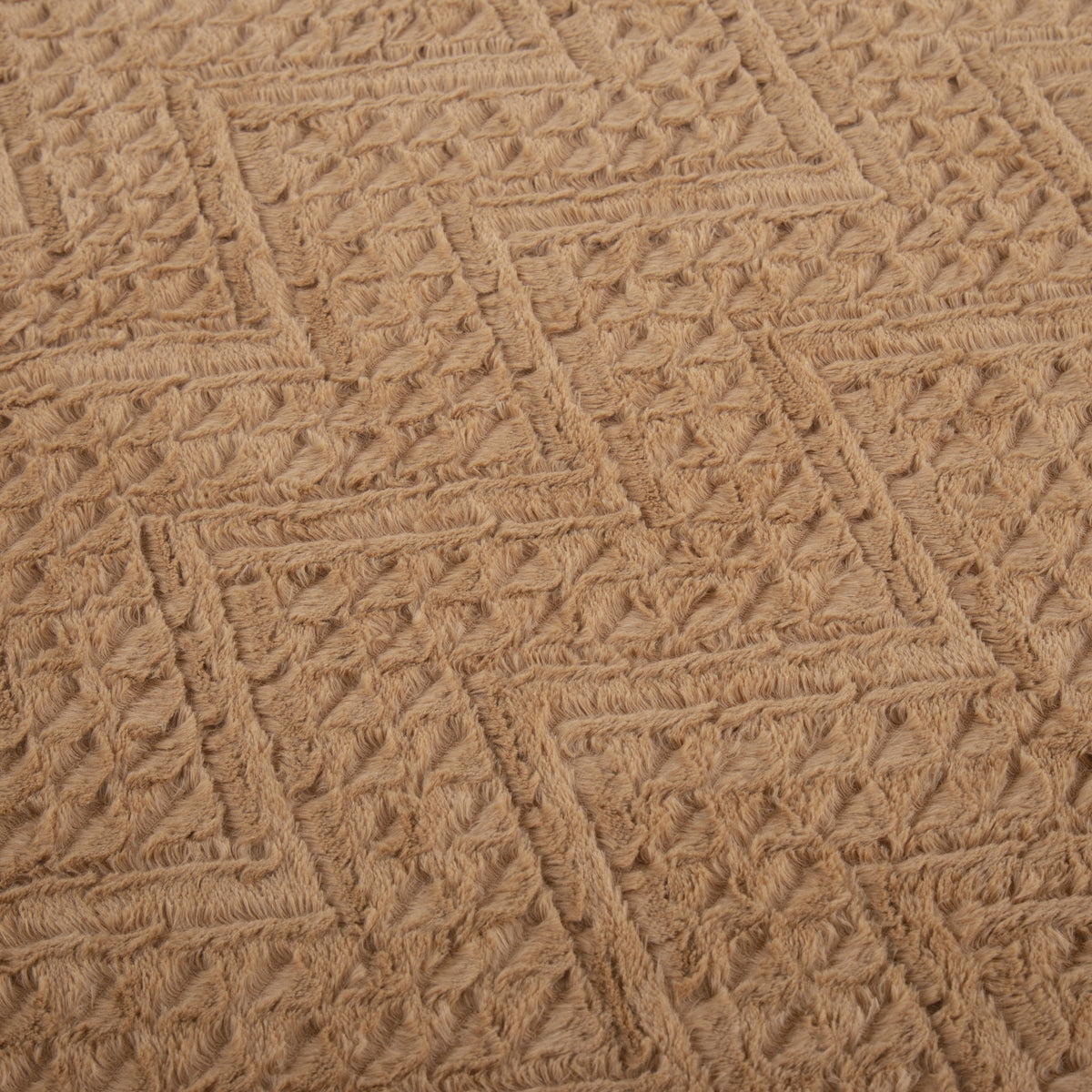Caramel Brown Embossed Chevron Faux Fur and Sherpa Throw Blanket – view 2