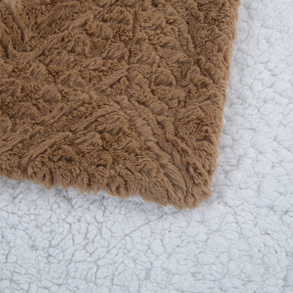 Caramel Brown Embossed Chevron Faux Fur and Sherpa Throw Blanket – view 4