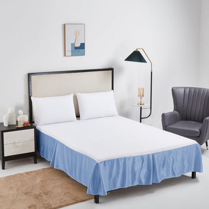 Satin Tailored Platform Bed Skirt in Blue or White, 14-Inch Drop – view 3