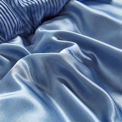 Sweet Victorian Blue Satin Floral Lace Ruffle Comforter Set – view 13