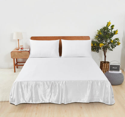 Satin Platform Bed Skirt in Bright White with a 14-Inch Drop