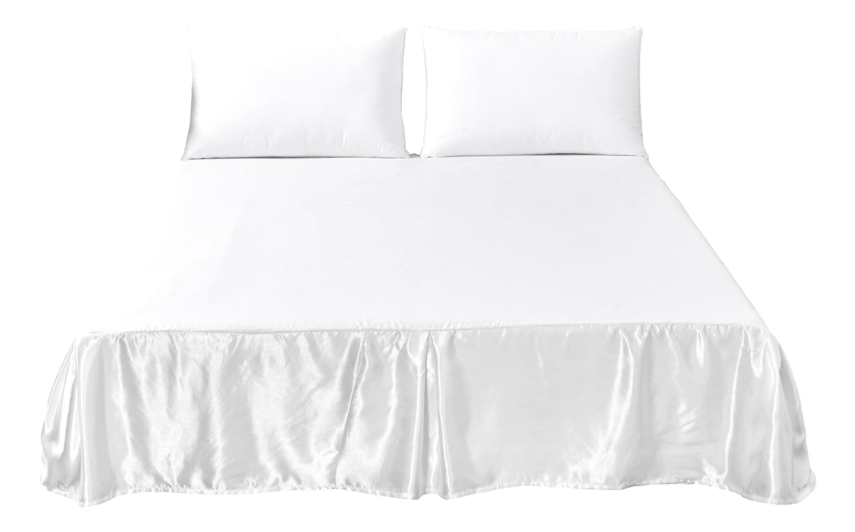 Sweet Victorian Bright White Satin Tailored Platform Bed Skirt – view 3
