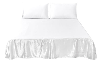 Sweet Victorian Bright White Satin Tailored Platform Bed Skirt – view 3