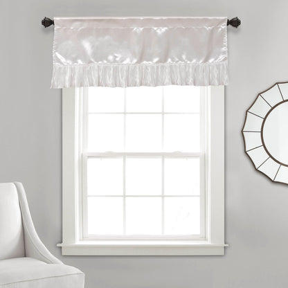 Polyester Satin Ruffle Window Valance, 18x52 Inches, White