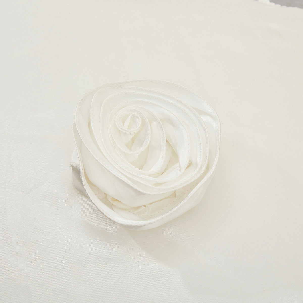 Pearl White Satin Ruffle Euro Sham with Floral Embellishments – view 4