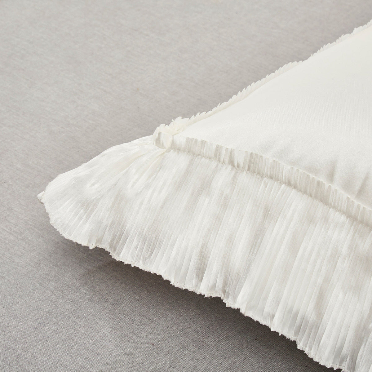 Pearl White Satin Ruffle Euro Sham with Floral Embellishments – view 5