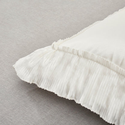 Pearl White Satin Ruffle Euro Sham with Floral Embellishments – view 5