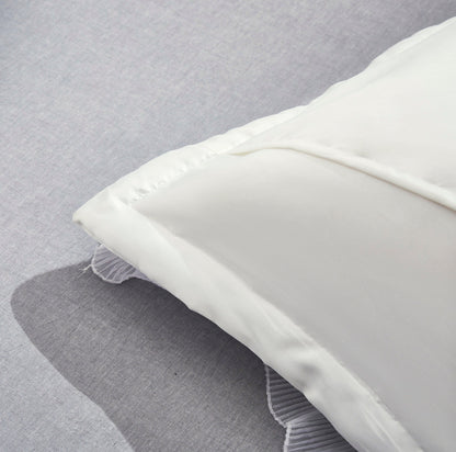 Pearl White Satin Ruffle Euro Sham with Floral Embellishments – view 6