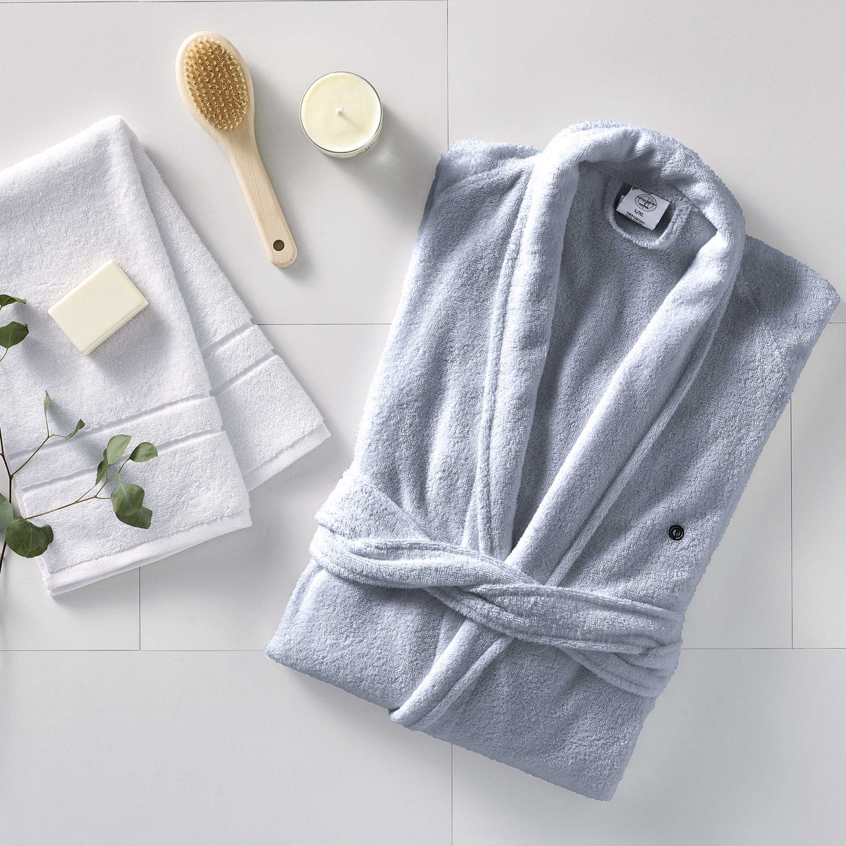 Lightweight Cotton Terry Bathrobe with Shawl Collar – view 2