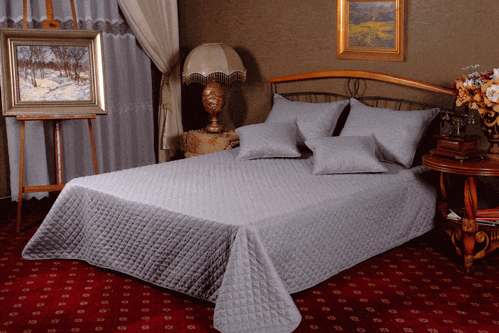 Light Gray Silver Diamond Stitch Quilted Bedspread Set – view 4