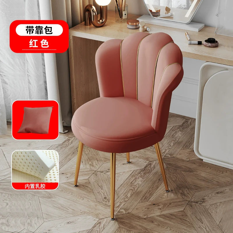 Scandinavian Upholstered Makeup Vanity Chair with Steel Frame – view 17