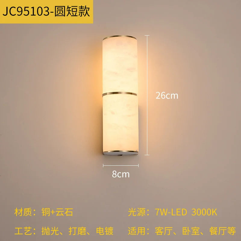Copper and Marble Modern Wall Sconce with Warm LED Light – view 6