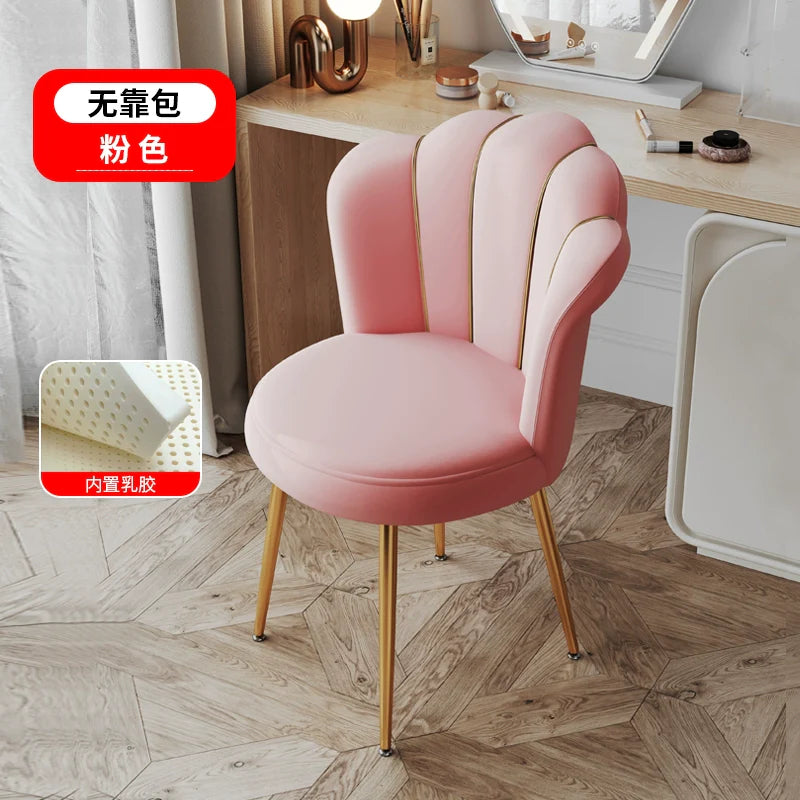 Scandinavian Upholstered Makeup Vanity Chair with Steel Frame – view 25