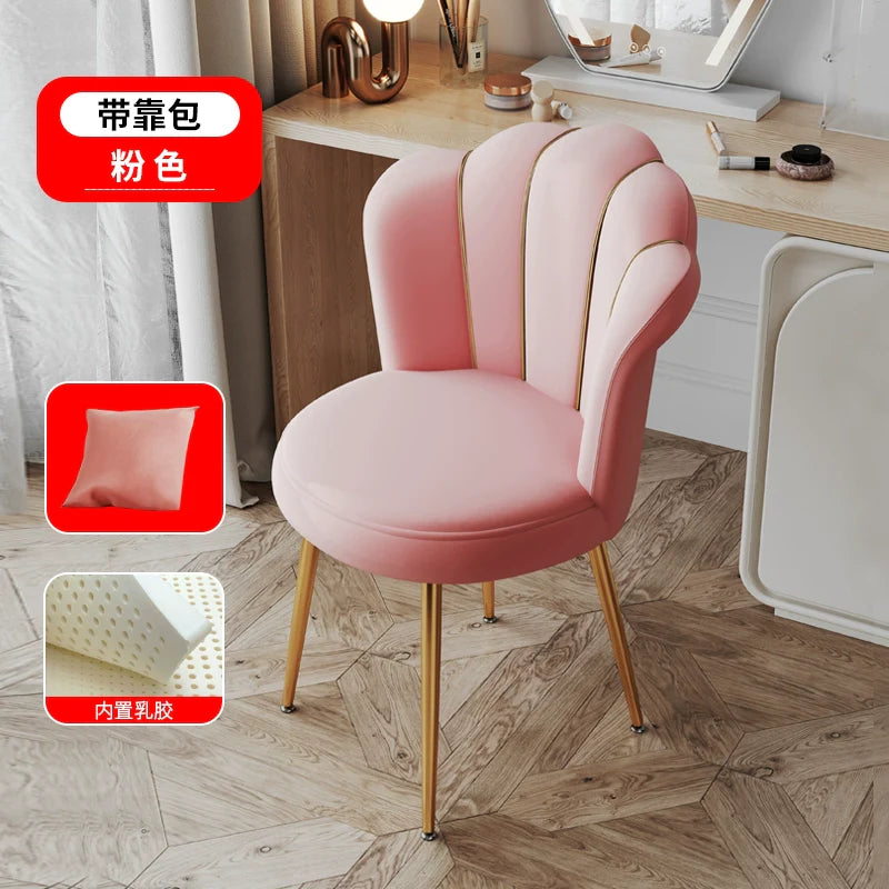 Scandinavian Upholstered Makeup Vanity Chair with Steel Frame – view 26