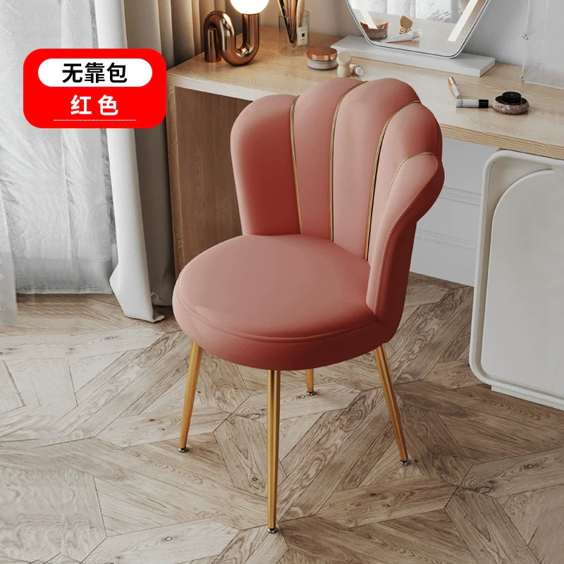Scandinavian Upholstered Makeup Vanity Chair with Steel Frame – view 28