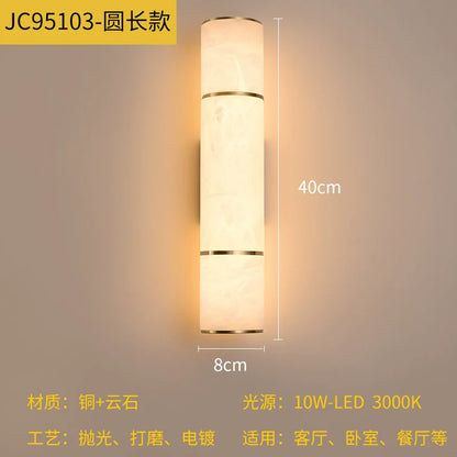 Copper and Marble Modern Wall Sconce with Warm LED Light – view 7