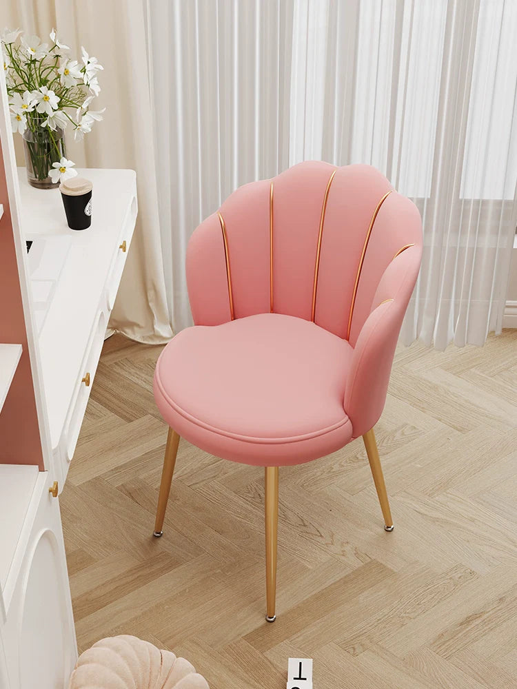 Scandinavian Upholstered Makeup Vanity Chair with Steel Frame – view 5