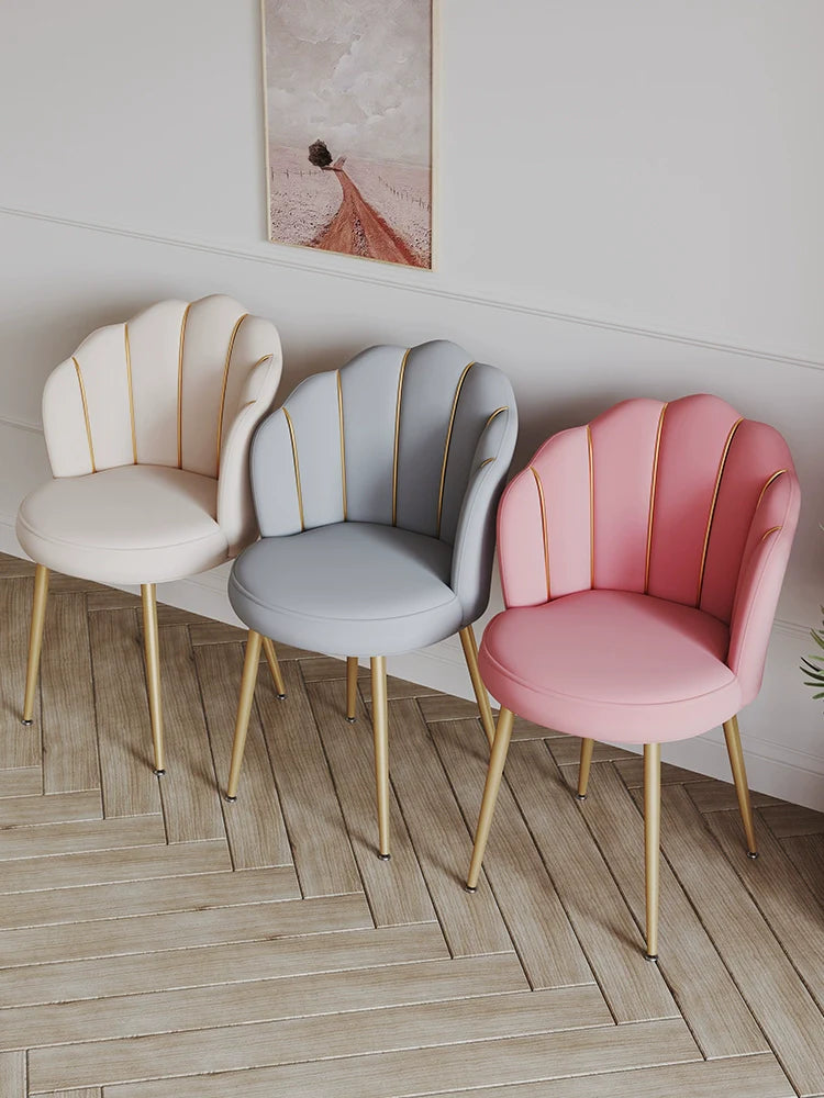 Scandinavian Upholstered Makeup Vanity Chair with Steel Frame – view 4