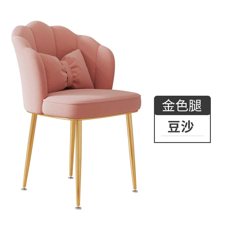 Scandinavian Upholstered Makeup Vanity Chair with Steel Frame – view 34