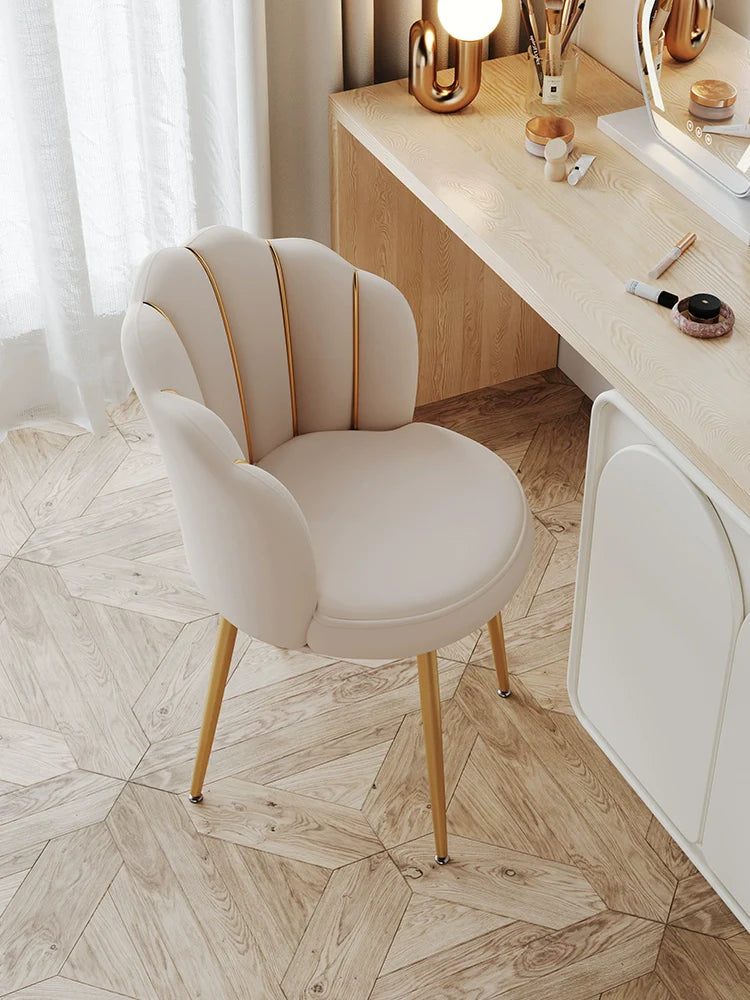 Scandinavian Upholstered Makeup Vanity Chair with Steel Frame – view 2