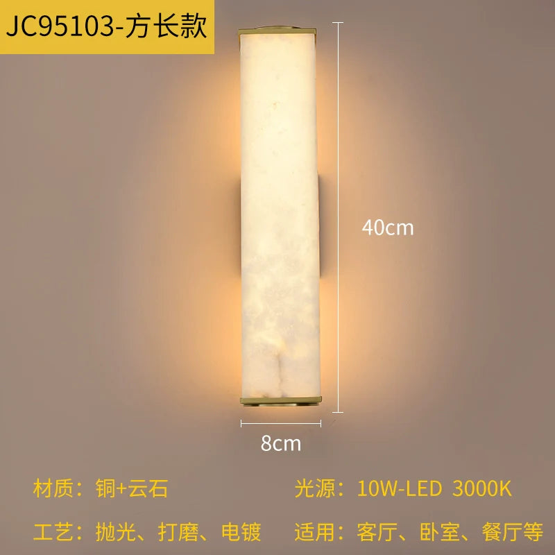 Copper and Marble Modern Wall Sconce with Warm LED Light – view 9