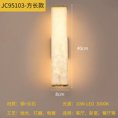 Copper and Marble Modern Wall Sconce with Warm LED Light – view 9
