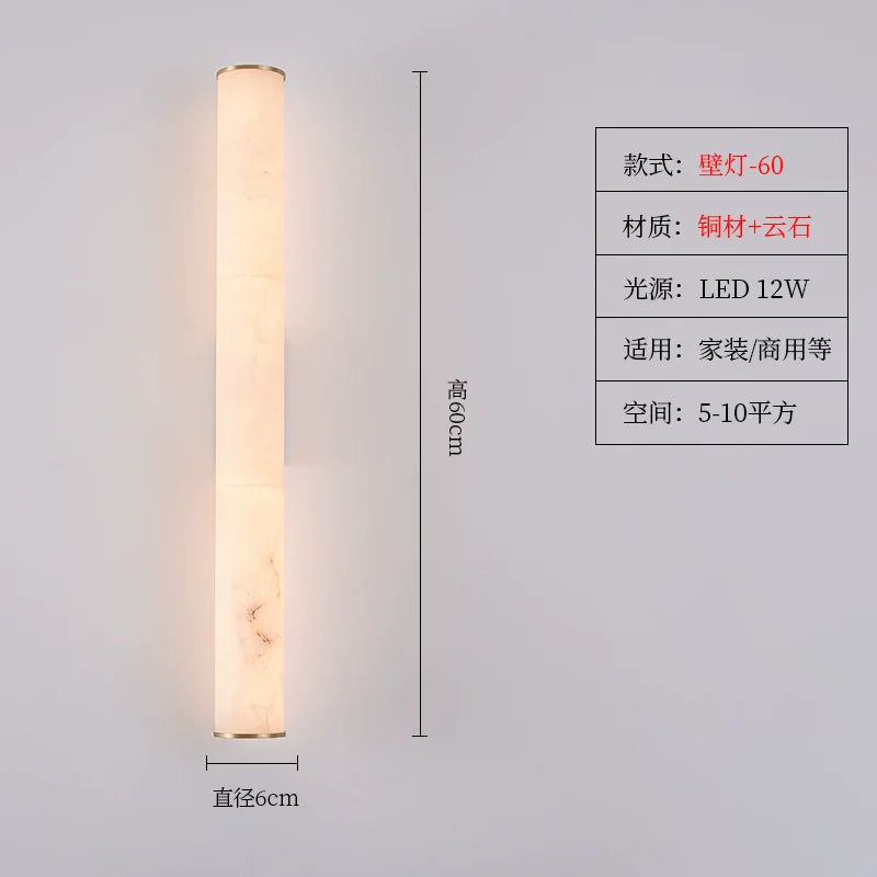 Copper and Marble Modern Wall Sconce with Warm LED Light – view 12