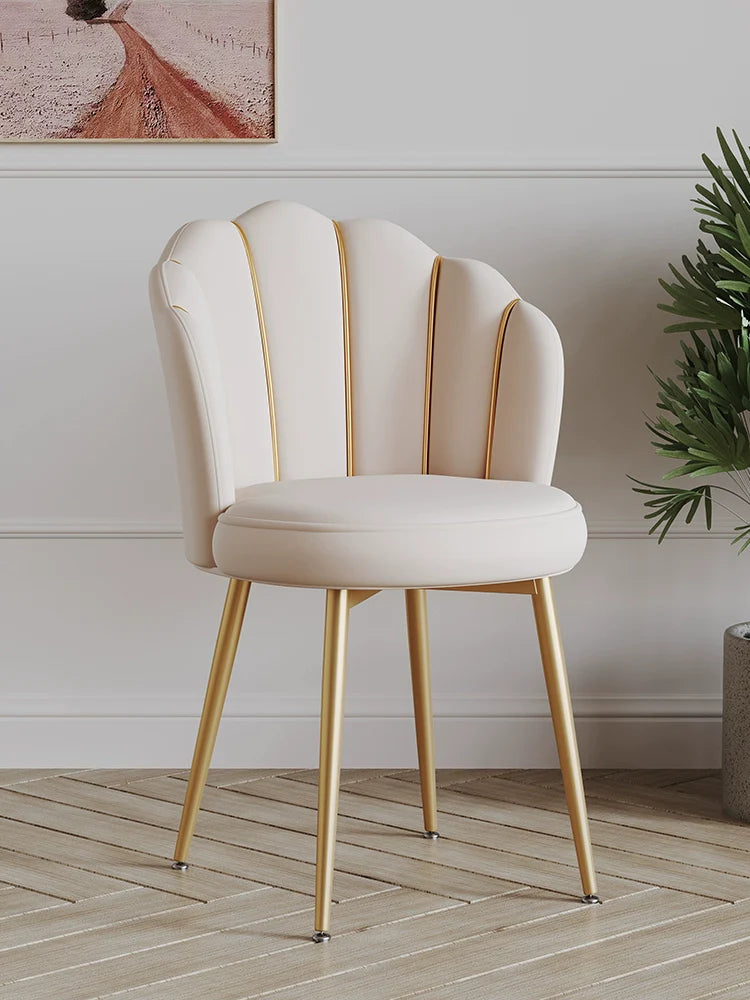 Scandinavian Upholstered Makeup Vanity Chair with Steel Frame – view 3