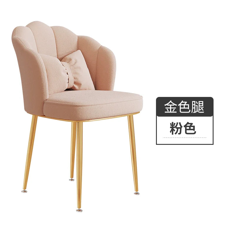 Scandinavian Upholstered Makeup Vanity Chair with Steel Frame – view 35