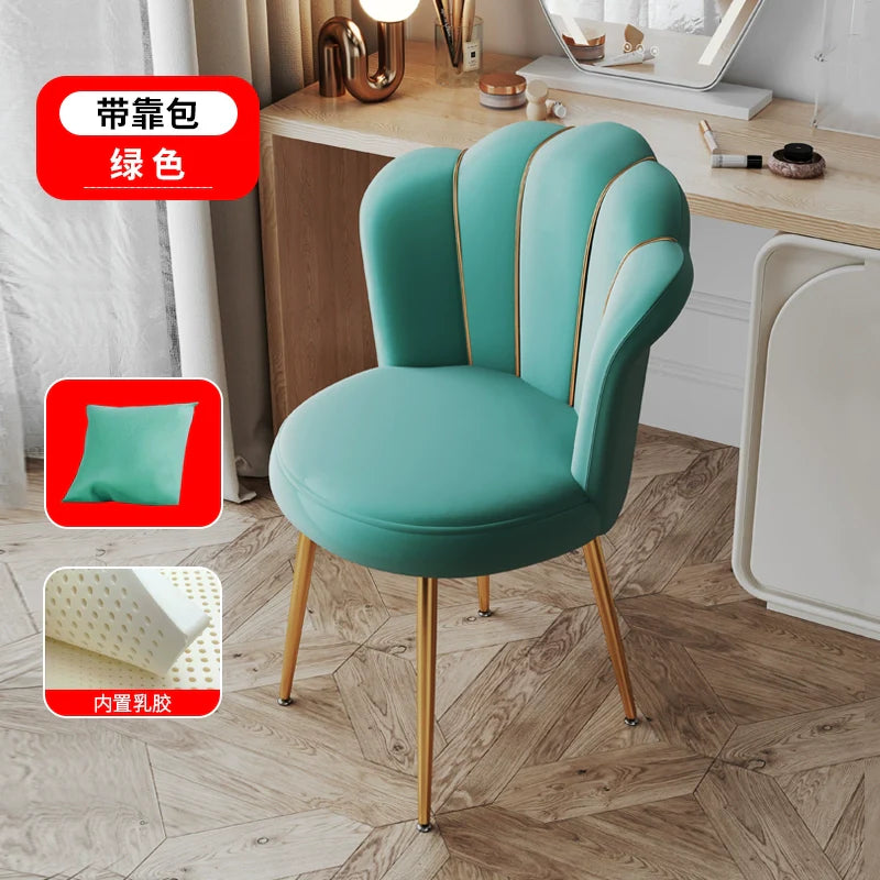 Scandinavian Upholstered Makeup Vanity Chair with Steel Frame – view 30