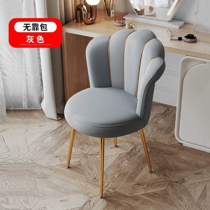 Scandinavian Upholstered Makeup Vanity Chair with Steel Frame – view 40