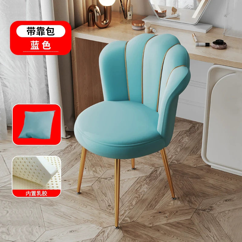 Scandinavian Upholstered Makeup Vanity Chair with Steel Frame – view 16