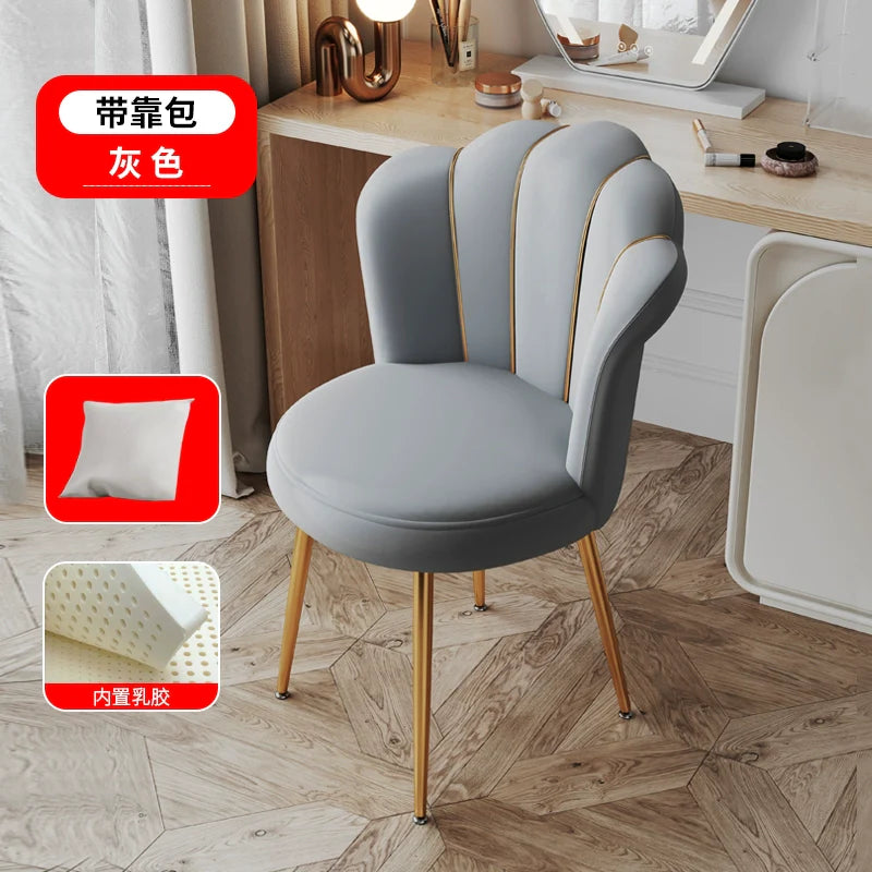 Scandinavian Upholstered Makeup Vanity Chair with Steel Frame – view 29