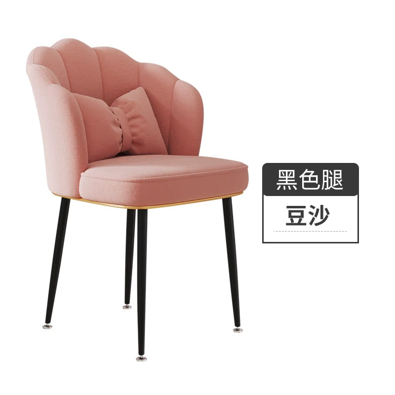 Scandinavian Upholstered Makeup Vanity Chair with Steel Frame – view 23