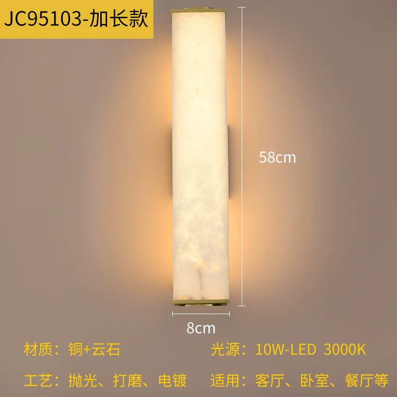 Copper and Marble Modern Wall Sconce with Warm LED Light – view 11