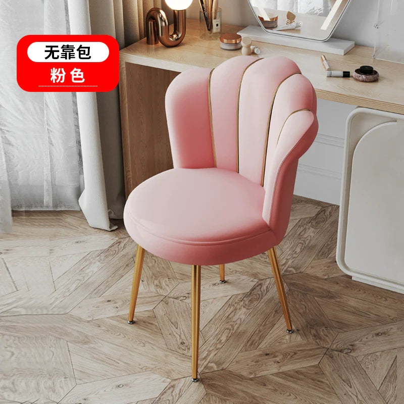 Scandinavian Upholstered Makeup Vanity Chair with Steel Frame – view 18