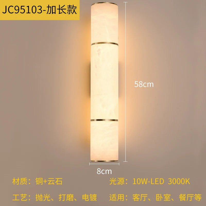 Copper and Marble Modern Wall Sconce with Warm LED Light – view 10