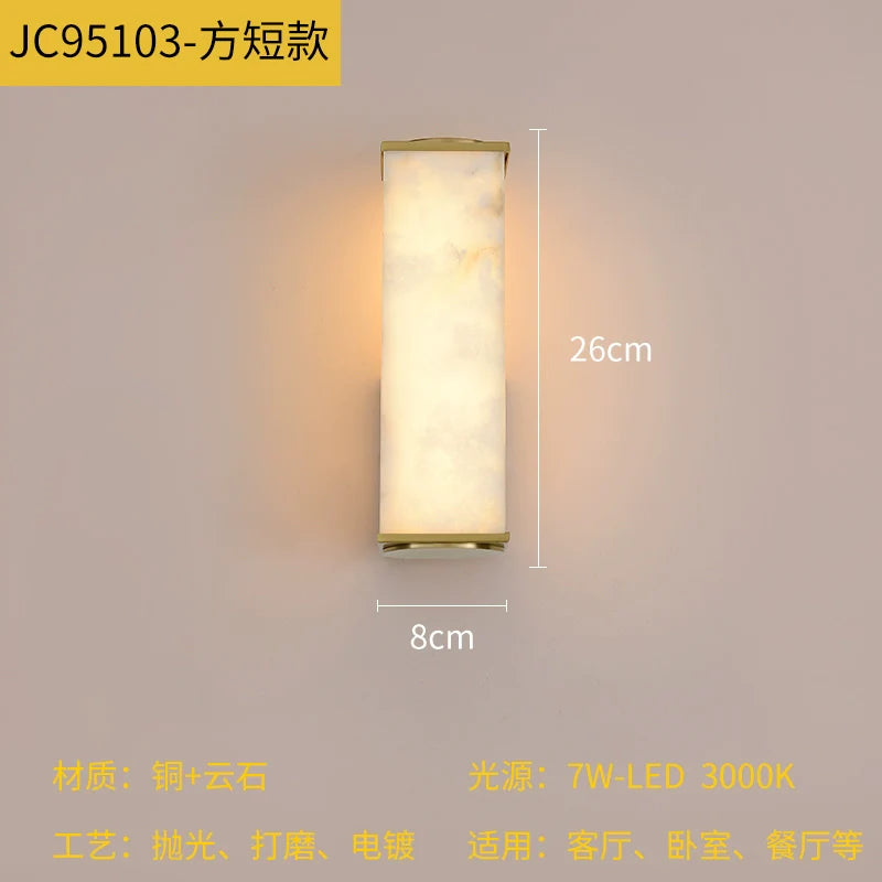 Copper and Marble Modern Wall Sconce with Warm LED Light – view 8