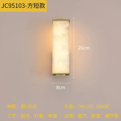 Copper and Marble Modern Wall Sconce with Warm LED Light – view 8