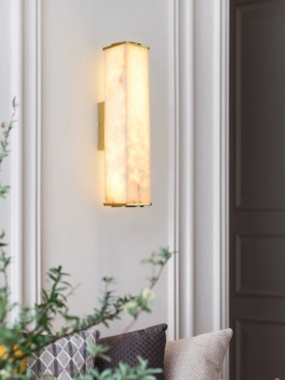 Copper and Marble Modern Wall Sconce with Warm LED Light – view 3