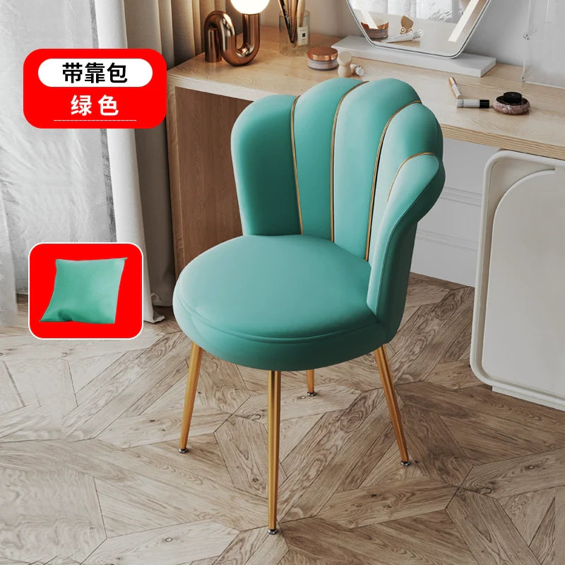 Scandinavian Upholstered Makeup Vanity Chair with Steel Frame – view 15
