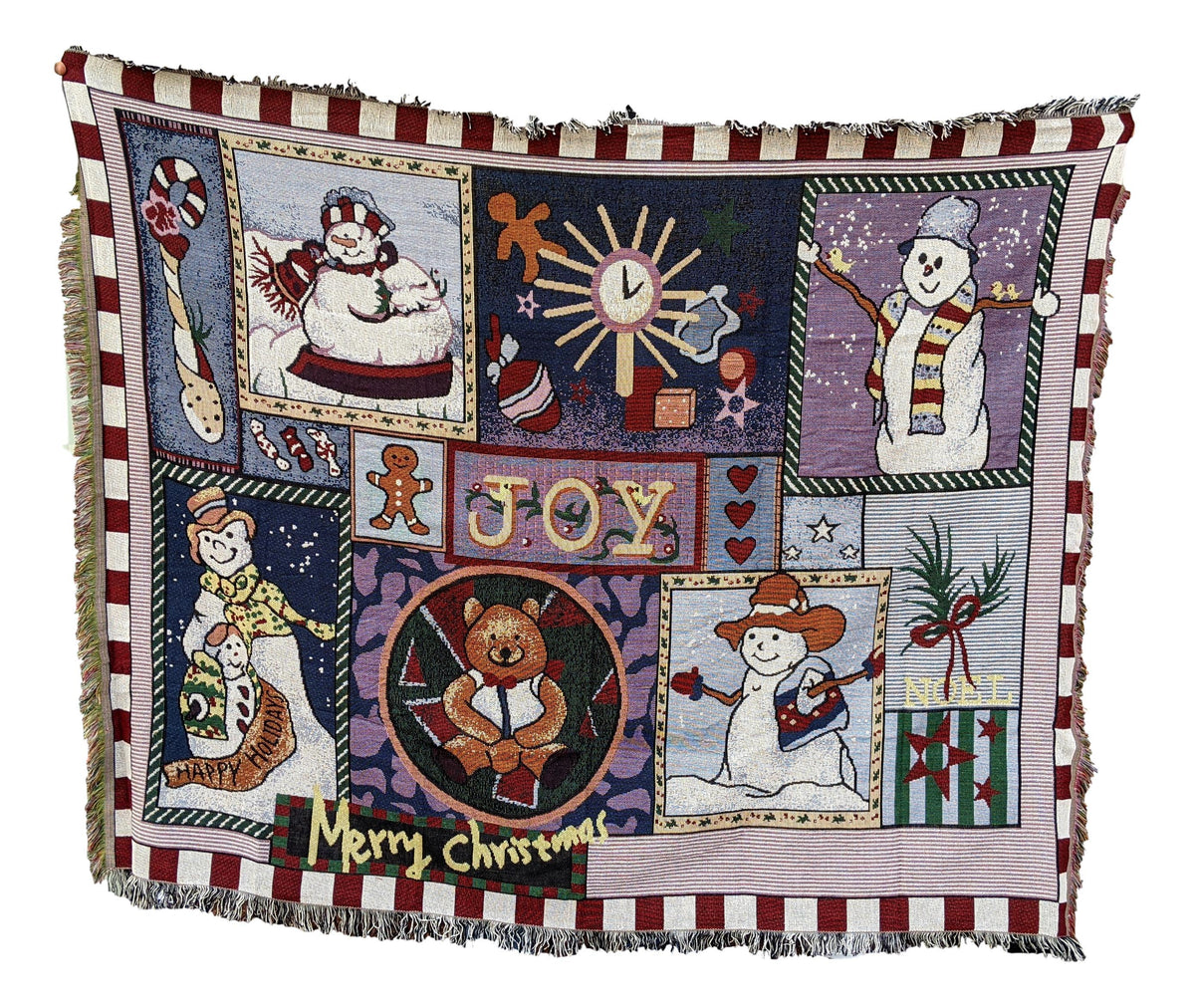 Snowman Merry Christmas Cotton Blend Tapestry Throw Blanket – view 6