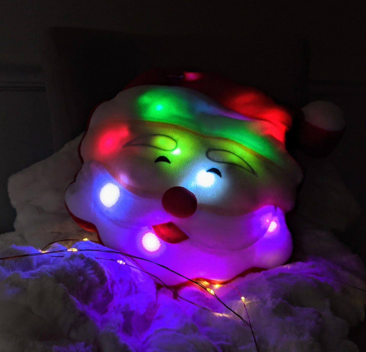 Santa Claus Microbead LED Light-Up Christmas Pillow, 12x12 Inch – view 2